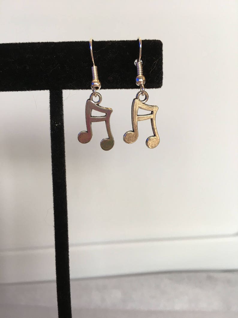 Silver music note earrings image 1