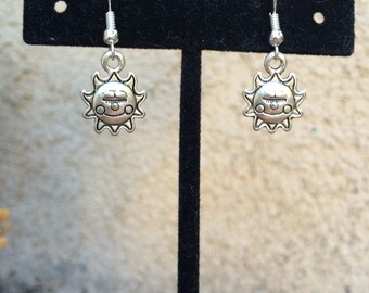 Cute little happy smiling sun sunshine earrings