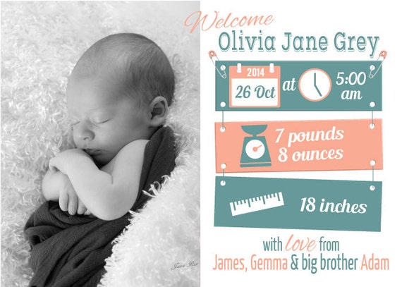 Items similar to Baby Announcement Infographic style - Digital Template ...