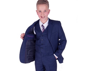 Boys Suits Blue 5 Piece Boys Wedding Suit Page Boy Party Prom 2 to 15 Years