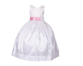 Flower Girl Party Dress Communion Dress White Pink 2-10 Years