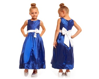 Blue Flower Girl Dress Party Bridesmaid Dress 2 to 12 Years