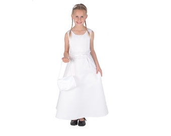 Girls Satin Holy Communion Dress and Handbag