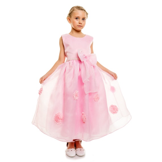 Cinda Girls White and Hot Pink Flower Party Dress in 4 5 6 7 8 Years