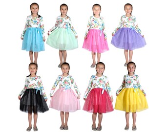 Girls Long Sleeved Floral Party Dress