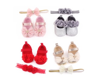 Baby Girls Party Shoes and Headband