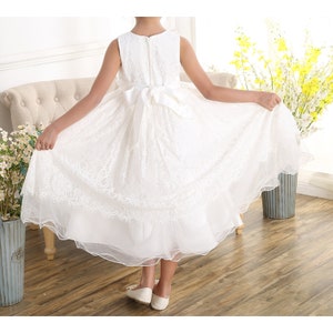 Ivory Lace Bridesmaid Flower Girl Dress 2 3 4 5 6 7 8 9 Years image 2