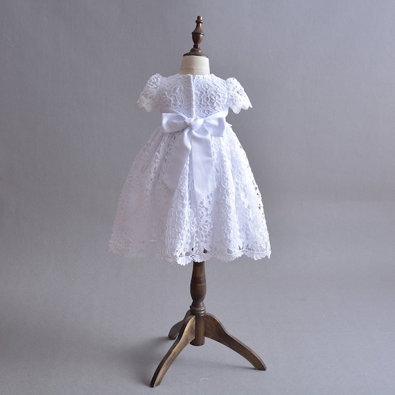 Baby Ivory Lace Christening Party Dress Bonnet Jacket Shoes 0 3 6 9 12 Months 