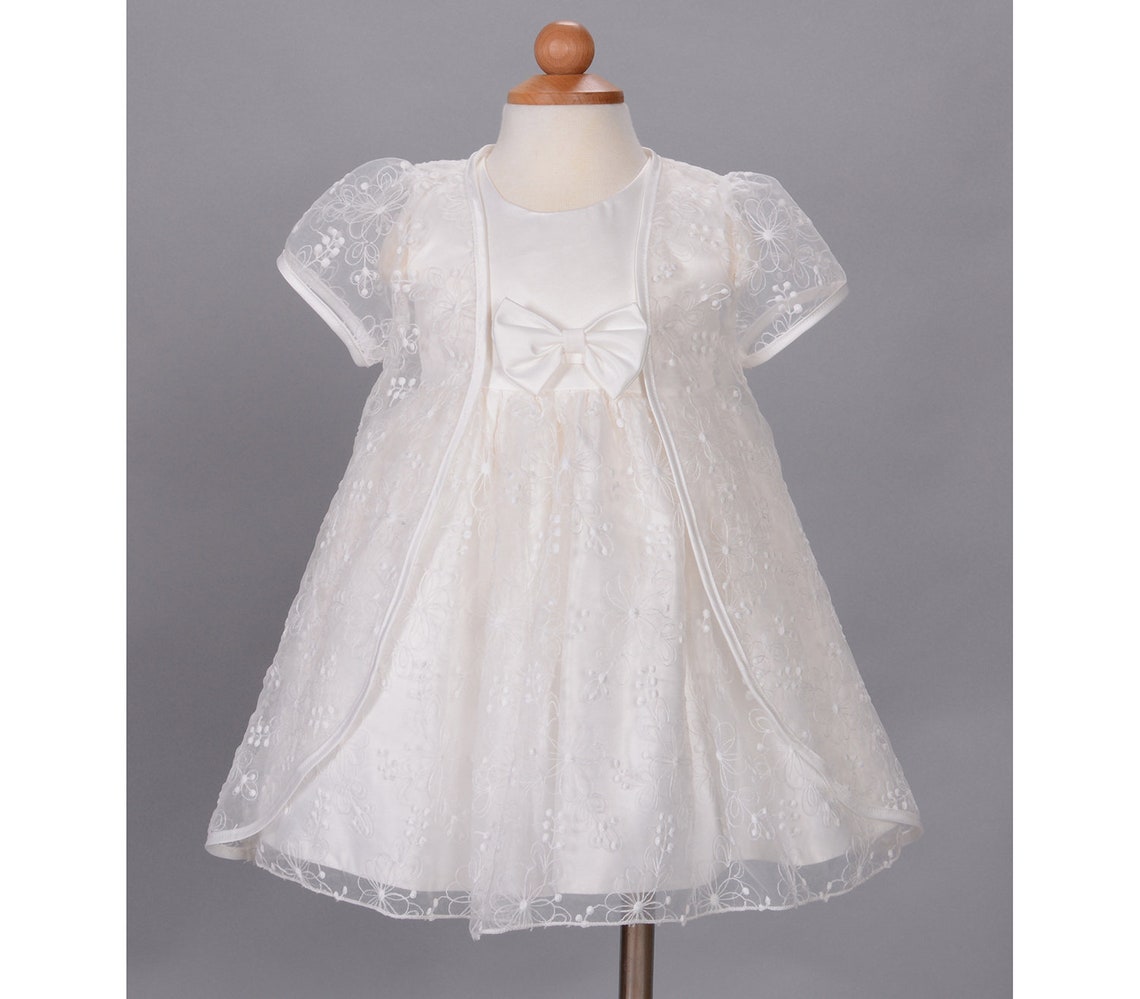 Baby Christening Party Dress and Cape White Ivory 3 6 9 12 18 Etsy