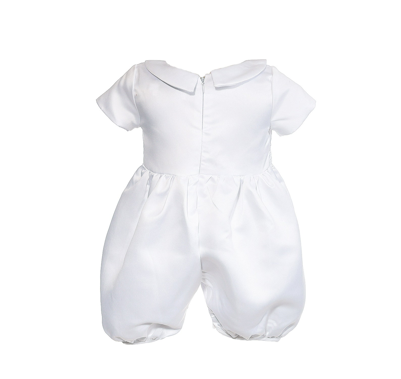 Boys White Satin Christening Romper Set Hat 3 6 9 12 18 Months Etsy UK