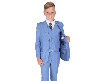 Boys Suits Light Blue 5 Piece Boys Wedding Suit Page Boy Party Prom 2 to 15 Year