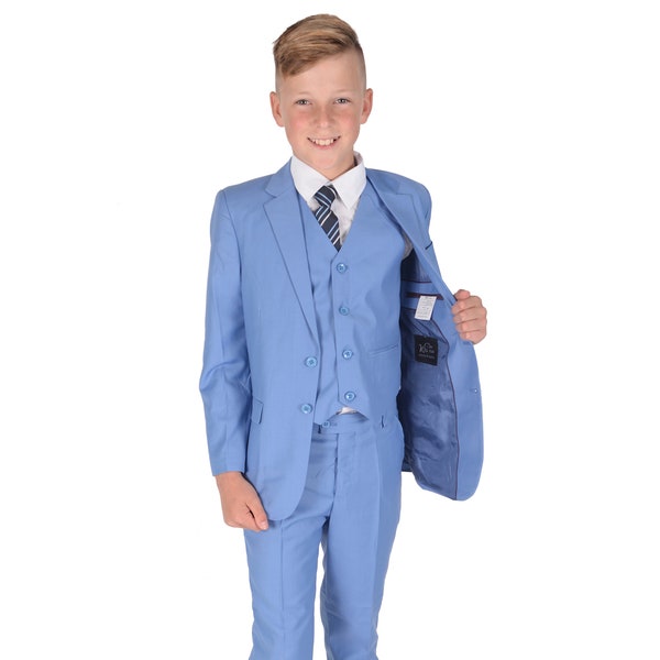 Boys Suits Light Blue 5 Piece Boys Wedding Suit Page Boy Party Prom 2 to 15 Year