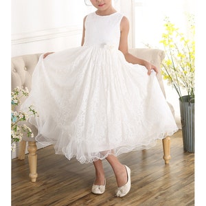 Ivory Lace Bridesmaid Flower Girl Dress 2 3 4 5 6 7 8 9 Years image 1