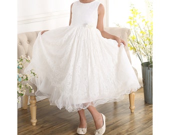 Ivory Lace Bridesmaid Flower Girl Dress 2 3 4 5 6 7 8 9 Years