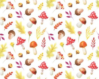 Acorns & Mushrooms Photo Backdrop // PolyPaper Photography Backdrop // SIZES: 5'x5', 5'x6', 5'x7', 5'x8' //