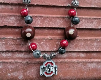 Braided OSU Buckeye Necklace