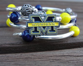 Michigan beaded wrap around bracelet