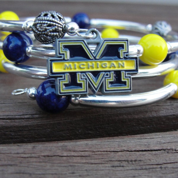 Michigan beaded wrap around bracelet