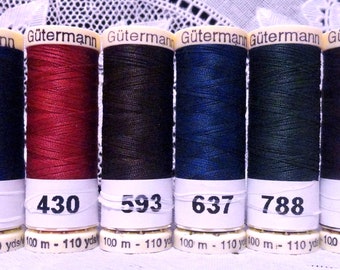 6 NEUE Dunkle 110 Meter Spulen 100% Polyester GUTERMANN Nähgarn