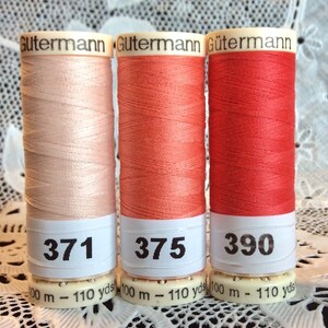 3 NEW different light bright peach colors GUTERMANN 100% polyester sewing thread 110 yard spools