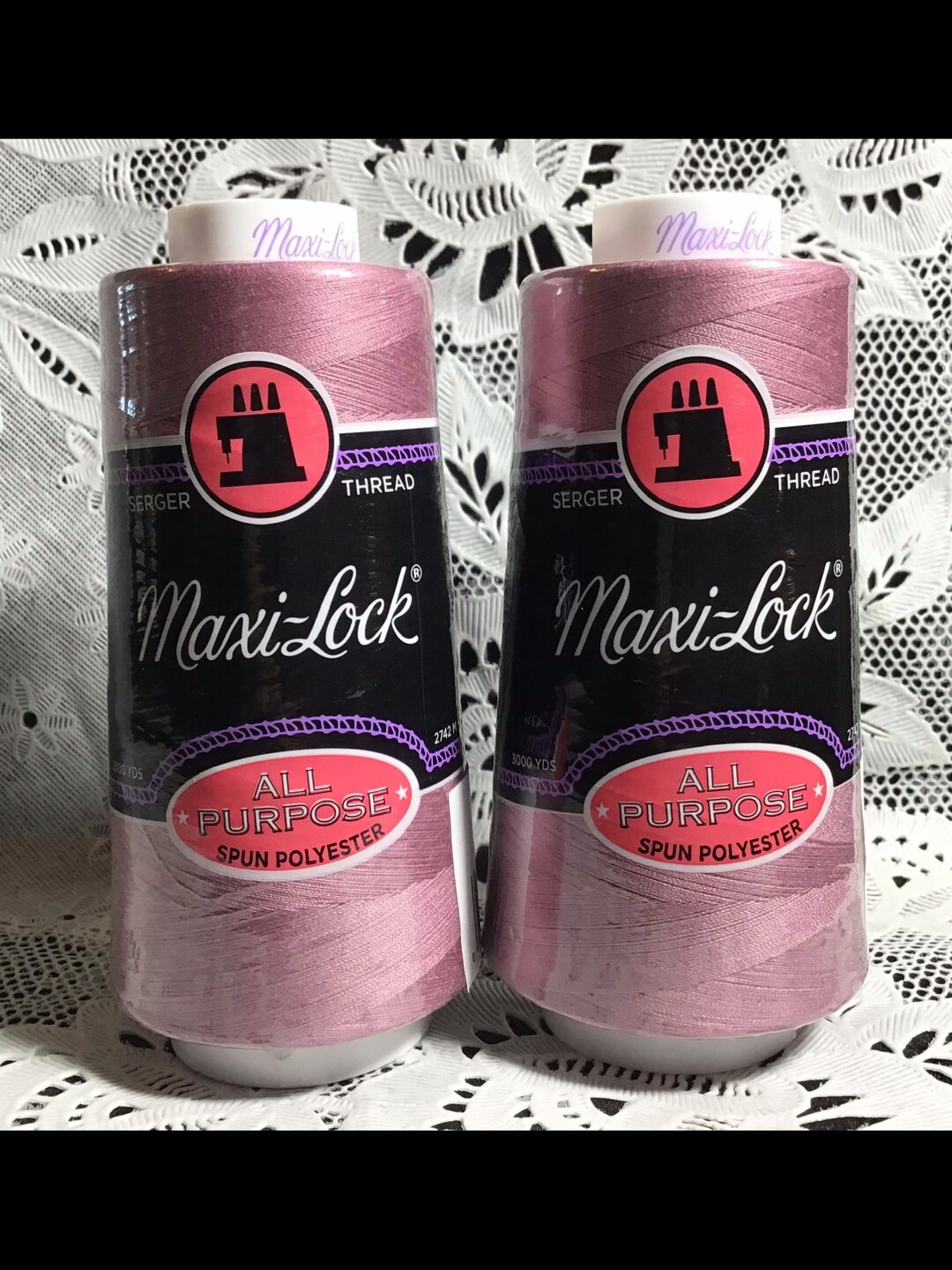 NEW 2 Roseate Maxi-lock 3000yd Spools 100% Polyester Overlock Sewing ...