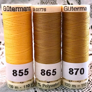 3 NEW different Yellow gold colors GUTERMANN 100% polyester sewing thread 110 yard spools