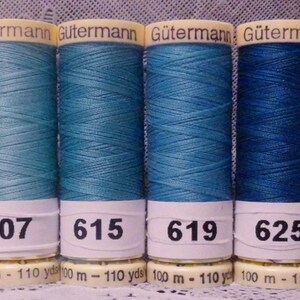 6 NEW turquoise 110 yard spools 100% polyester GUTERMANN sew-all thread