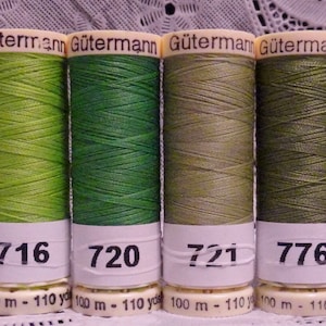 6 NEW Green 110 yard spools 100% polyester GUTERMANN sew-all thread