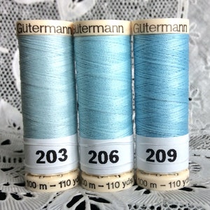 3 NEW different Blue colors GUTERMANN 100% polyester thread 110 yard spools