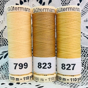 3 NEW different Yellow gold colors GUTERMANN 100% polyester sewing thread 110 yard spools