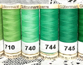 6 NEUE hellgrüne 110 Meter Spulen 100% Polyester GUTERMANN Nähgarn