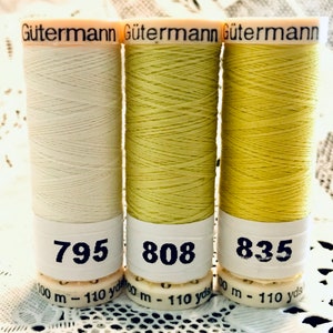 3 NUEVOS colores verdes amarillos diferentes GUTERMANN Hilo de coser 100% poliéster 110 yardas carretes