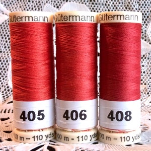 3 NEW different Red colors GUTERMANN 100% polyester sewing thread 110 yard spools