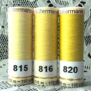3 NEW different Yellow colors GUTERMANN 100% polyester sewing thread 110 yard spools