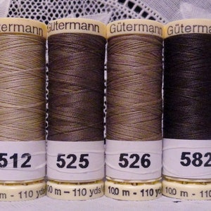 6 NEW brown 110 yard spools 100% polyester GUTERMANN sew-all thread
