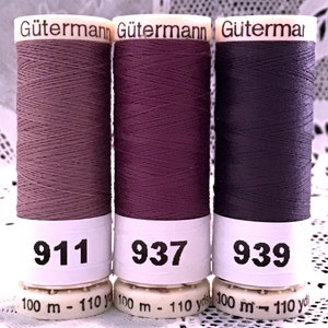 3 NEW different Purple colors GUTERMANN 100% polyester sewing thread 110 yard spools