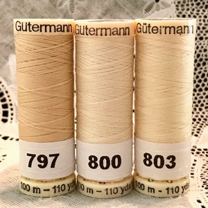 3 NEW different beige cream colors GUTERMANN 100% polyester sewing thread 110 yard spools