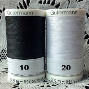 NEW Black & White GUTERMANN 100% polyester thread 547 yard Spools