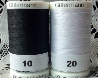 NEW Black & White GUTERMANN 100% polyester thread 547 yard Spools