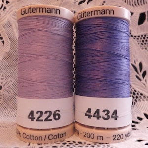 2 NEW purple GUTERMANN 100% cotton hand thread for Quilting 220 yard Spools