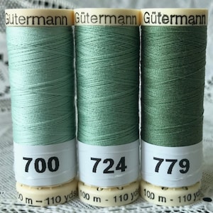3 NEW different green colors GUTERMANN 100% polyester sewing thread 110 yard spools
