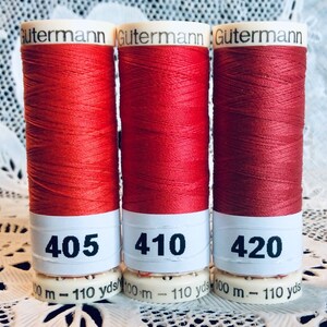 3 NEW different Red colors GUTERMANN 100% polyester sewing thread 110 yard spools
