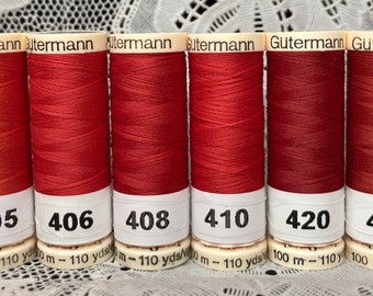 6 NIEUW verschillende rode spoelen van 110 yard 100% polyester GUTERMANN-naaigaren
