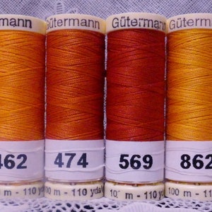 6 NEW Orange 110 yard spools 100% polyester GUTERMANN sew-all thread