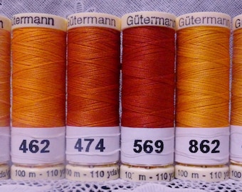 6 NEW Orange 110 yard spools 100% polyester GUTERMANN sew-all thread