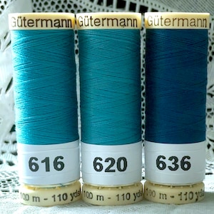 3 NEW different aqua turquoise colors GUTERMANN 100% polyester sewing thread 110 yard spools