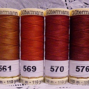 6 NEW brown 110 yard spools 100% polyester GUTERMANN sew-all thread