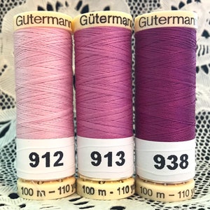 3 NEW different Purple lavender colors GUTERMANN 100% polyester sewing thread 110 yard spools