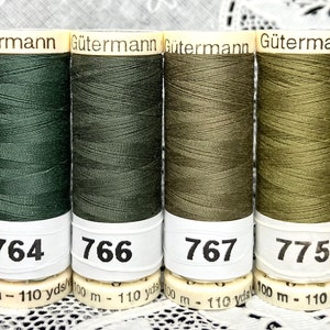 6 NEW different forest green 110 yard spools 100% polyester GUTERMANN sew-all thread