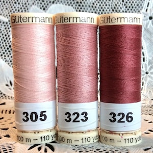 3 NEW different pink mauve colors GUTERMANN 100% polyester sewing thread 110 yard spools